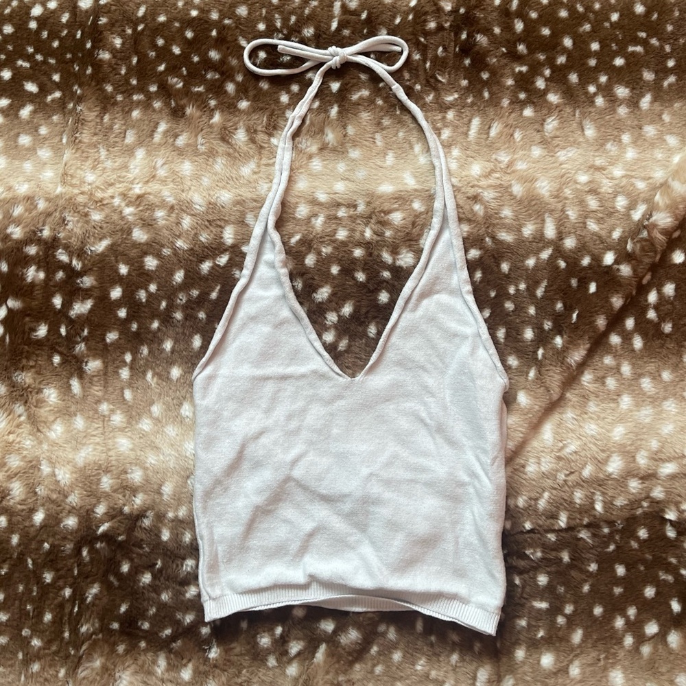 Lioness knit cropped halter tank